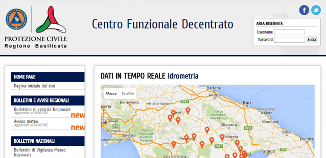 Un nuovo sito per il Centro Funzionale decentrato della Regione Basilicata e per i cittadini lucani