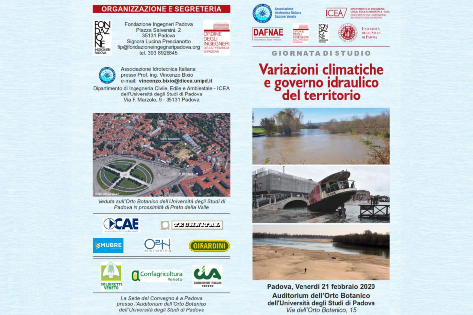 Variazioni climatiche e governo idraulico del territorio: Giornata di Studio a Padova